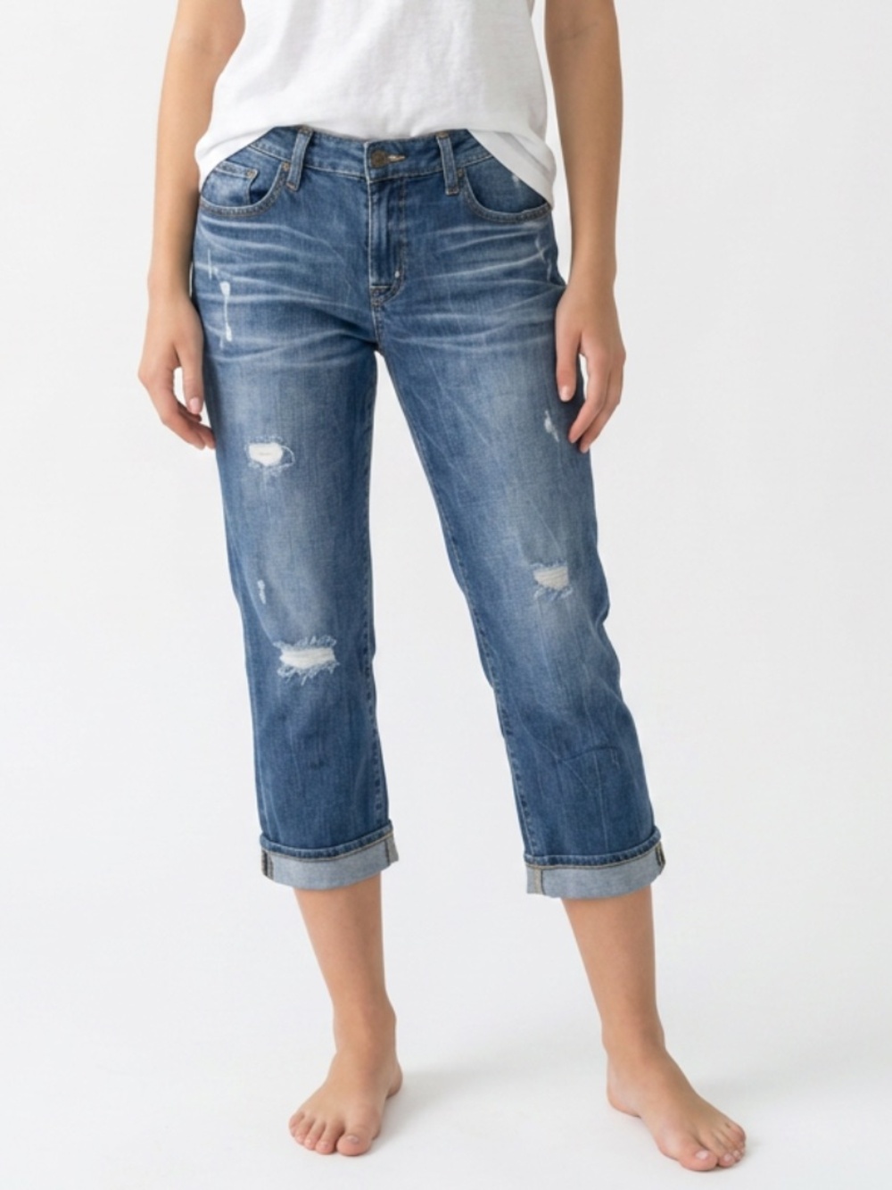 Big Star • Maddie Distressed Crop Jeans Women’s 29 Cuffed Boyfriend Capri Medium